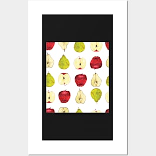 Funny hand-drawn apple and pear pattern Posters and Art